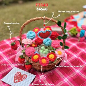 Love affirmation gift basket ( flower basket with scented candle)