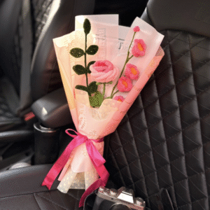 Quiet love, rose bouquet (French rose, lily of the valley, Leaf)